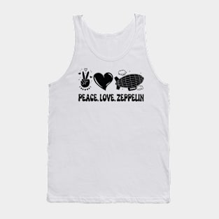 Womens Dirigible zeppelin Love Peace Airship Blimp Zeppelin Tank Top